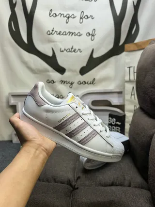 Adidas Superstar White and Dusty Pink Lifestyle Sneakers 5