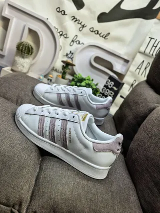 Adidas Superstar White and Dusty Pink Lifestyle Sneakers 7