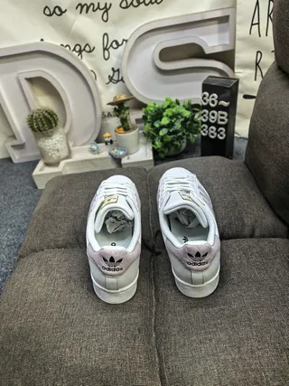 Adidas Superstar White and Dusty Pink Lifestyle Sneakers 8