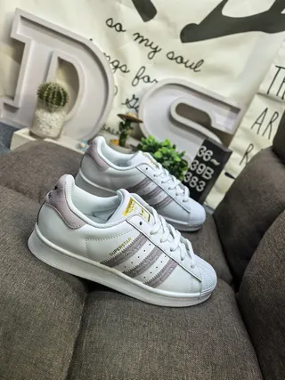 Adidas Superstar White and Dusty Pink Lifestyle Sneakers 9