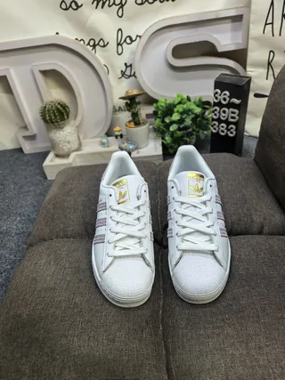 Adidas Superstar White and Dusty Pink Lifestyle Sneakers 10