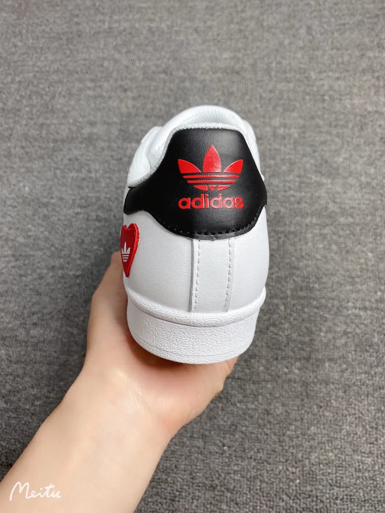 Adidas Superstar White Black Red Heart Patch Lifestyle Sneakers 6