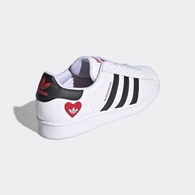 Adidas Superstar White Black Red Heart Patch Lifestyle Sneakers 12