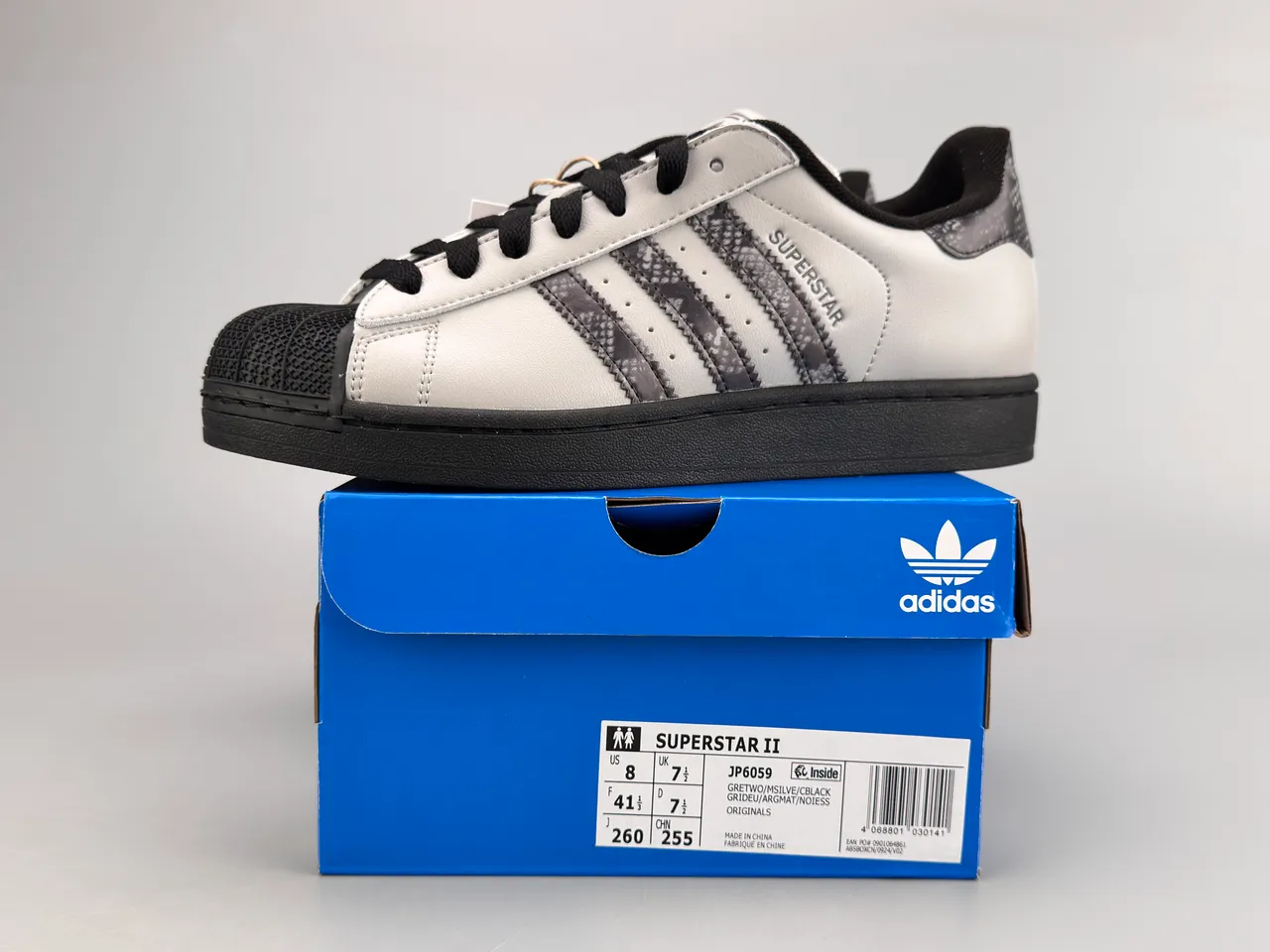 Adidas Superstar White Black Shell-Toe Snakeskin-Print Stripes Lifestyle Sneakers 2