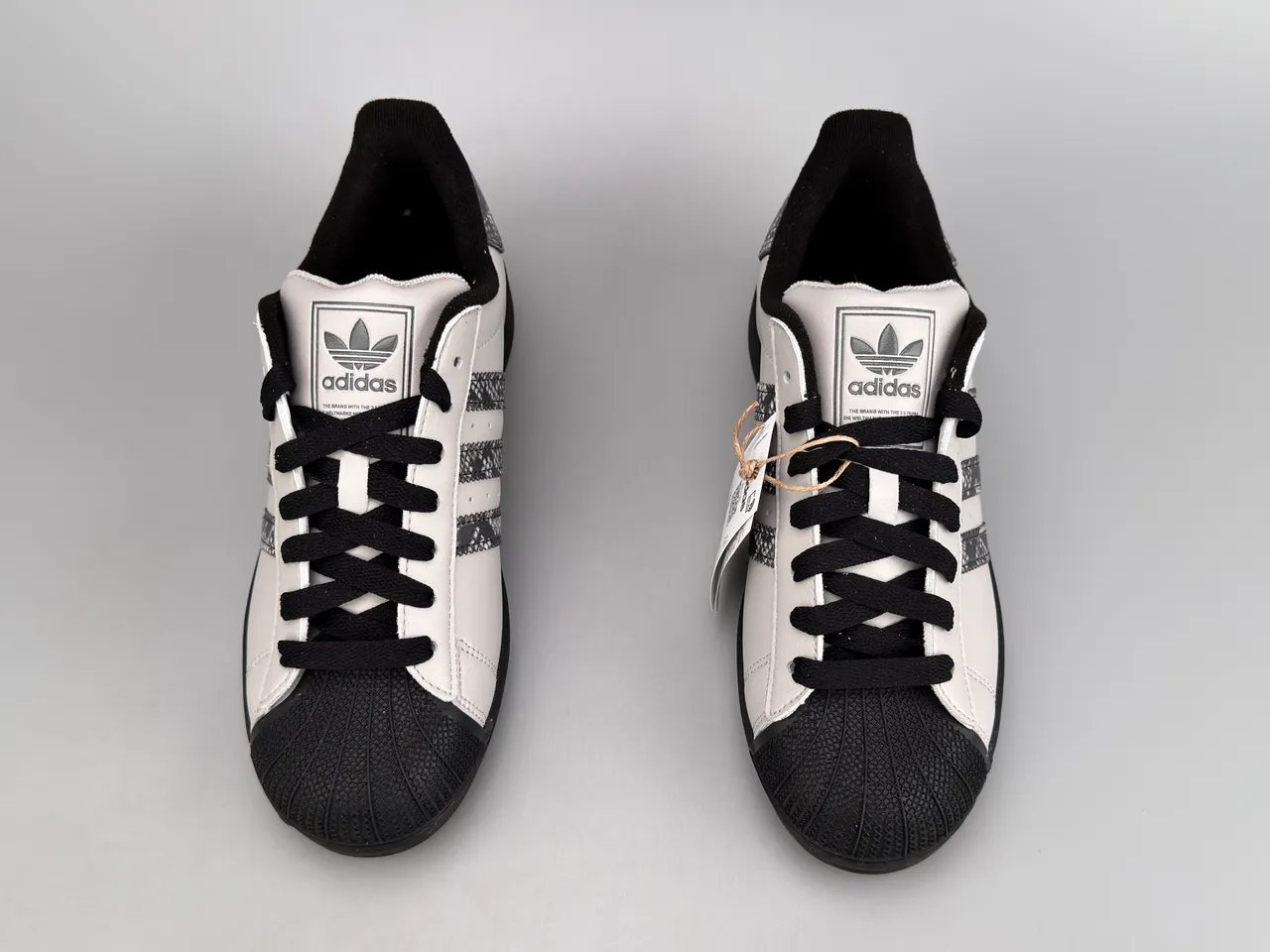 Adidas Superstar White Black Shell-Toe Snakeskin-Print Stripes Lifestyle Sneakers 9