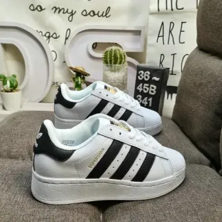 एडिडास Superstar सफेद काला Shell-Toe Three-Stripe जीवनशैली स्नीकर