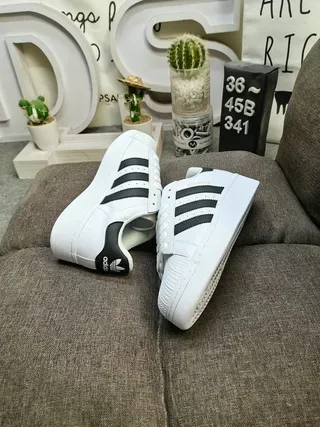 Adidas Superstar White Black Shell-Toe Three-Stripe Lifestyle Sneakers 6