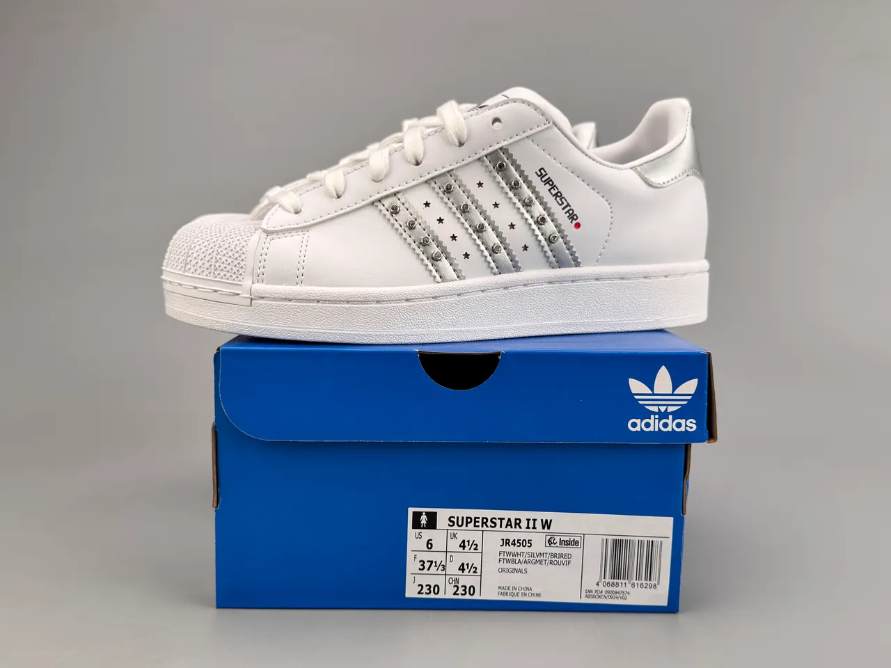 Adidas Superstar White Metallic Striped Stud-Embellished Lifestyle Sneakers 2