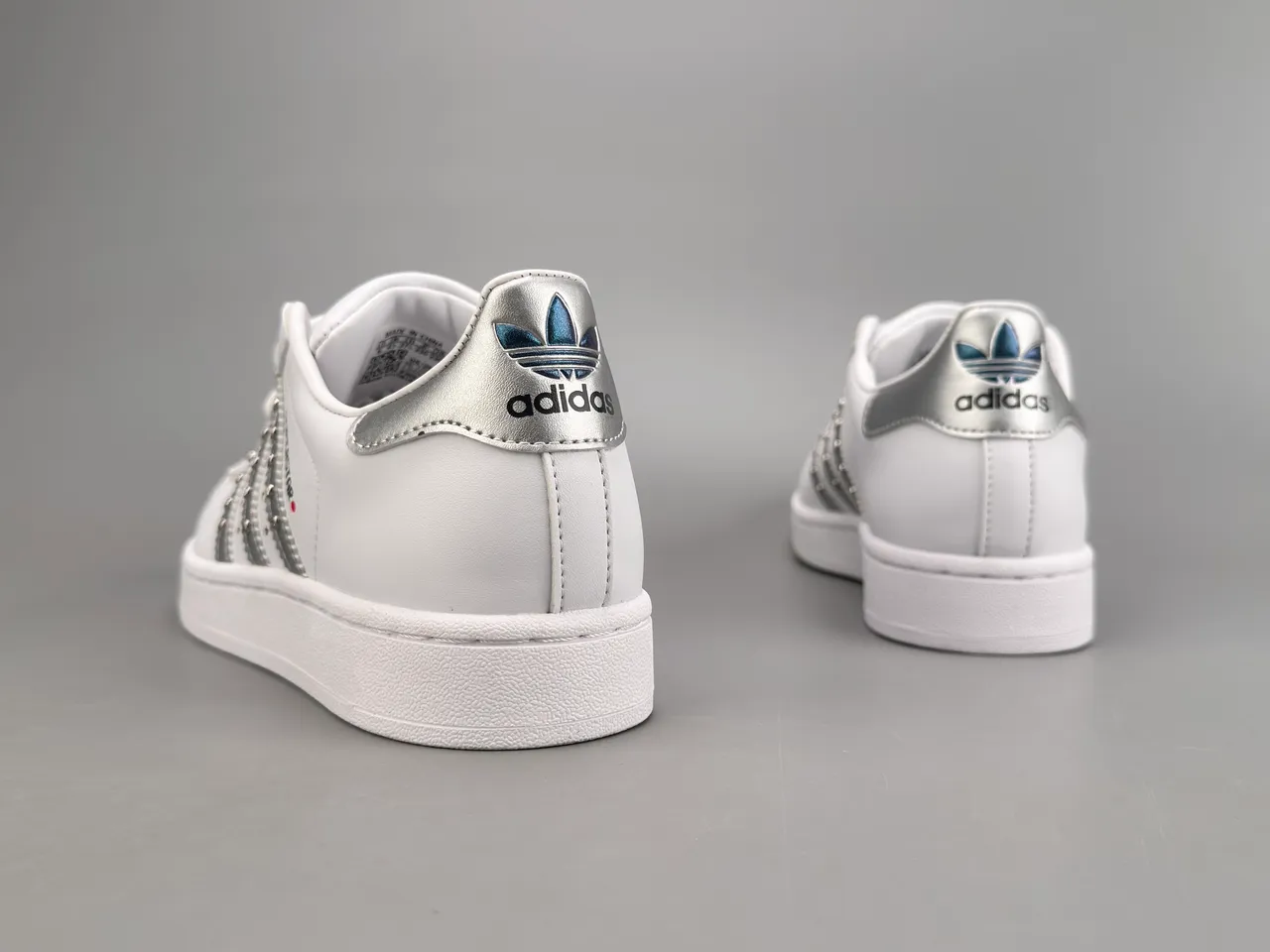 Adidas Superstar White Metallic Striped Stud-Embellished Lifestyle Sneakers 8