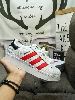 Adidas Superstar White Red Black Lifestyle Sneakers 5