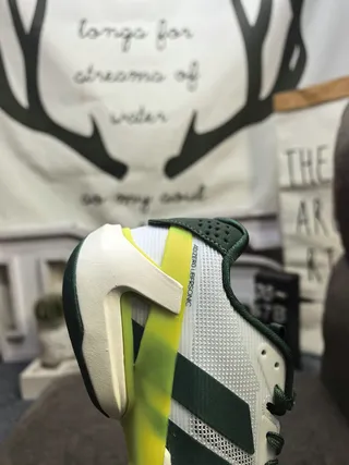 Adidas White and Green Three-Stripe Mesh Athletic Sneakers 3