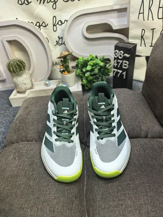 Adidas White and Green Three-Stripe Mesh Athletic Sneakers 10