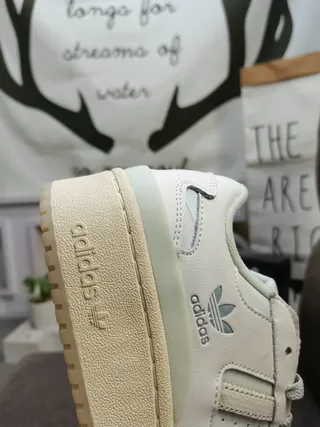 Adidas White Beige Platform Sole Three-Stripe Side Panel Lifestyle Sneakers 3