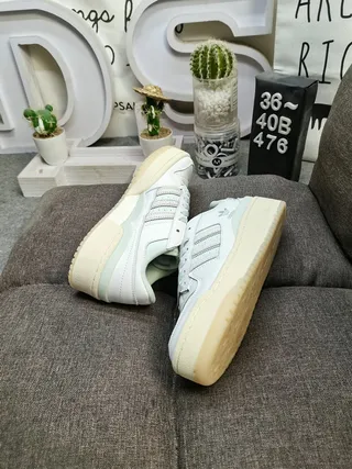 Adidas White Beige Platform Sole Three-Stripe Side Panel Lifestyle Sneakers 6