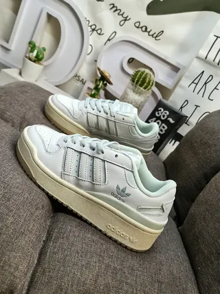 Adidas White Beige Platform Sole Three-Stripe Side Panel Lifestyle Sneakers 7