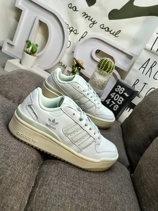 Adidas White Beige Platform Sole Three-Stripe Side Panel Lifestyle Sneakers 9