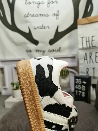 Adidas White Black Cow-Print Upper Pink Interior Lining Lifestyle Sneakers 3