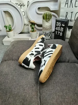 Adidas White Black Cow-Print Upper Pink Interior Lining Lifestyle Sneakers 6