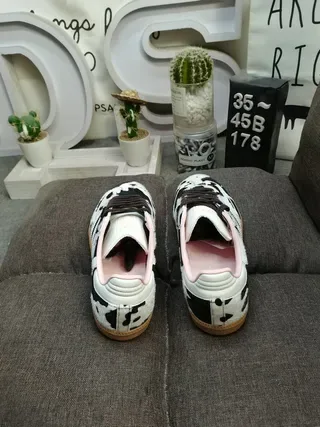 Adidas White Black Cow-Print Upper Pink Interior Lining Lifestyle Sneakers 8