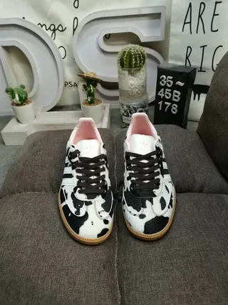 Adidas White Black Cow-Print Upper Pink Interior Lining Lifestyle Sneakers 10