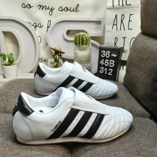 Adidas White Black Laceless Slip-On Quilted Toe Cap Sneakers