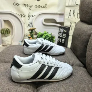 Adidas White Black Leather Upper Three-Stripe Side Panel Lifestyle Sneakers