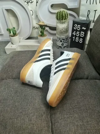 Adidas White Black Retro Handball-Inspired Suede And Textile Upper Lifestyle Sneakers 6