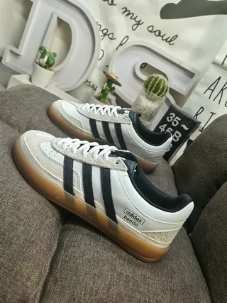 Adidas White Black Retro Handball-Inspired Suede And Textile Upper Lifestyle Sneakers 7