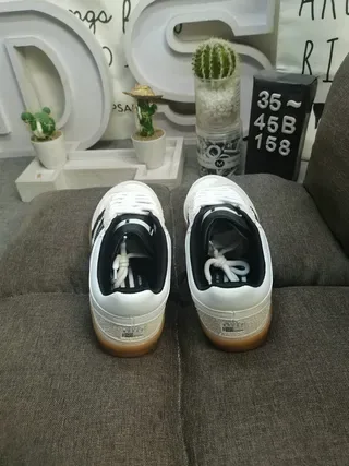 Adidas White Black Retro Handball-Inspired Suede And Textile Upper Lifestyle Sneakers 8