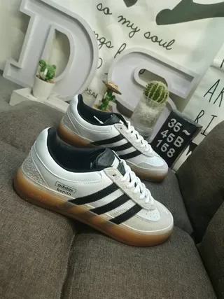 Adidas White Black Retro Handball-Inspired Suede And Textile Upper Lifestyle Sneakers 9