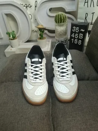 Adidas White Black Retro Handball-Inspired Suede And Textile Upper Lifestyle Sneakers 10