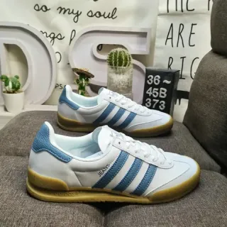 Adidas White Blue Low-Top Leather Upper Lifestyle Sneakers