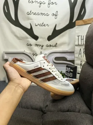 Adidas White Brown Laceless Slip-On Mesh Upper Lifestyle Sneakers 5