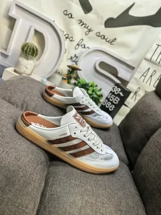 Adidas White Brown Laceless Slip-On Mesh Upper Lifestyle Sneakers 9
