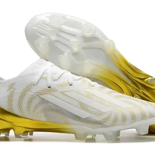 Adidas White Gold Low-Cut Knit Upper Wave-Patterned Overlays Firm-Ground Soccer Shoes