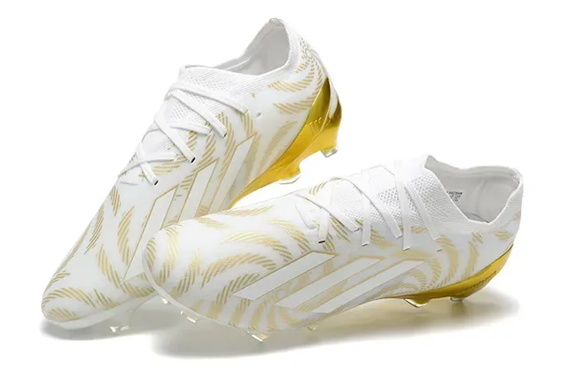 Adidas White Gold Low-Cut Knit Upper Wave-Patterned Overlays Firm-Ground Soccer Shoes 2