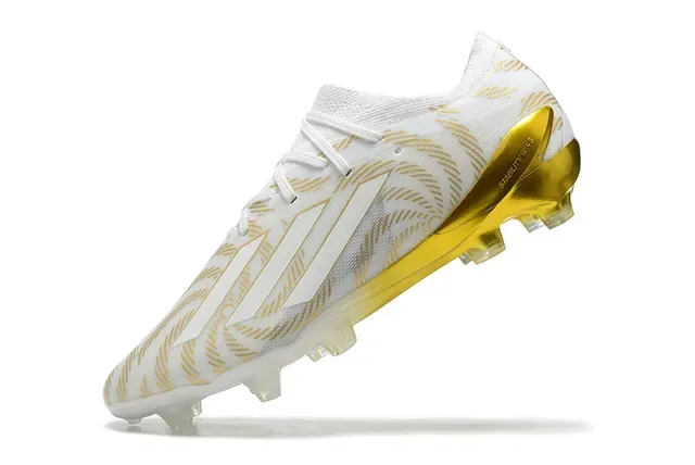 Adidas White Gold Low-Cut Knit Upper Wave-Patterned Overlays Firm-Ground Soccer Shoes 4