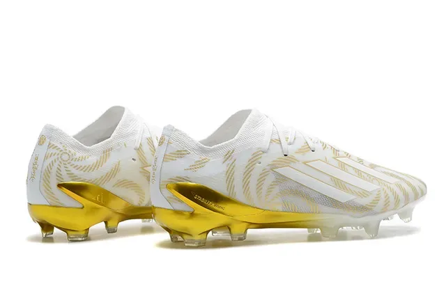 Adidas White Gold Low-Cut Knit Upper Wave-Patterned Overlays Firm-Ground Soccer Shoes 5