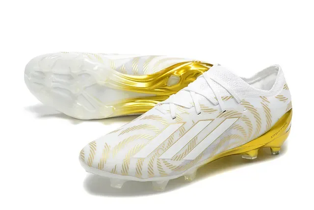 Adidas White Gold Low-Cut Knit Upper Wave-Patterned Overlays Firm-Ground Soccer Shoes 7