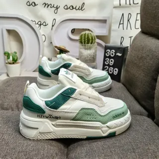 Adidas White Green Chunky Sole Layered Upper Lifestyle Sneakers