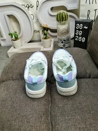 Adidas White Green Chunky Sole Layered Upper Lifestyle Sneakers 17