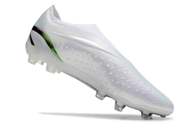 Adidas White Green Low-Cut Sock-Fit Upper Iridescent Heel Stripe Firm-Ground Soccer Shoes 2