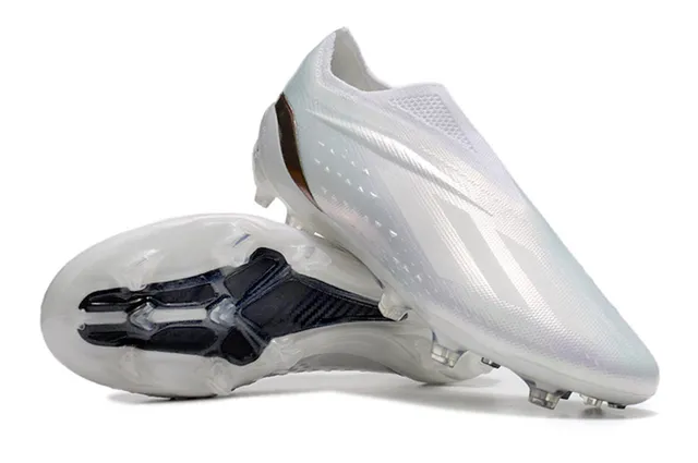 Adidas White Green Low-Cut Sock-Fit Upper Iridescent Heel Stripe Firm-Ground Soccer Shoes 4