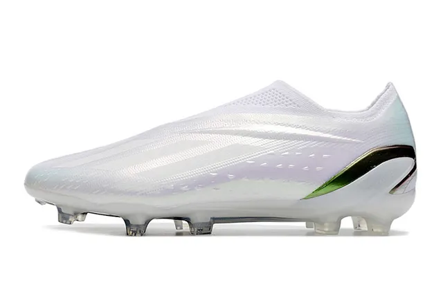 Adidas White Green Low-Cut Sock-Fit Upper Iridescent Heel Stripe Firm-Ground Soccer Shoes 7