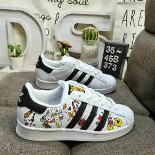 Adidas White Multicolor Low-Top Shell-Toe Lifestyle Sneakers
