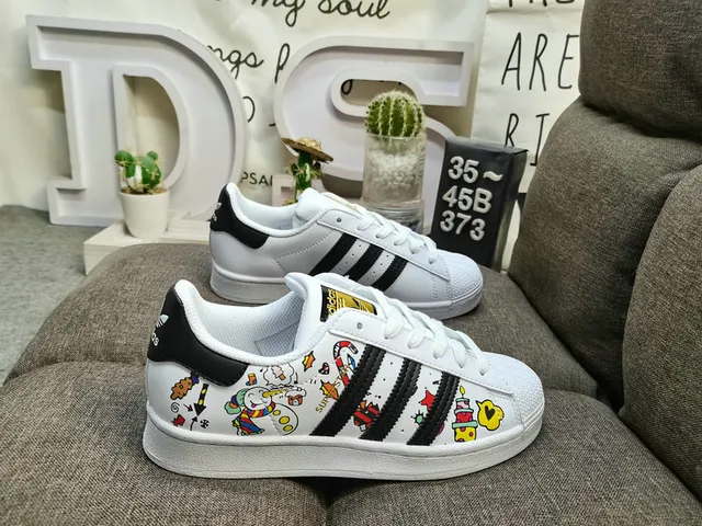 Adidas White Multicolor Low-Top Shell-Toe Lifestyle Sneakers 1