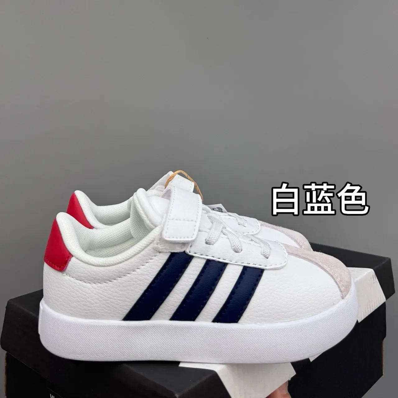 Adidas White Navy Low-Top Velcro Strap Lifestyle Sneakers 19