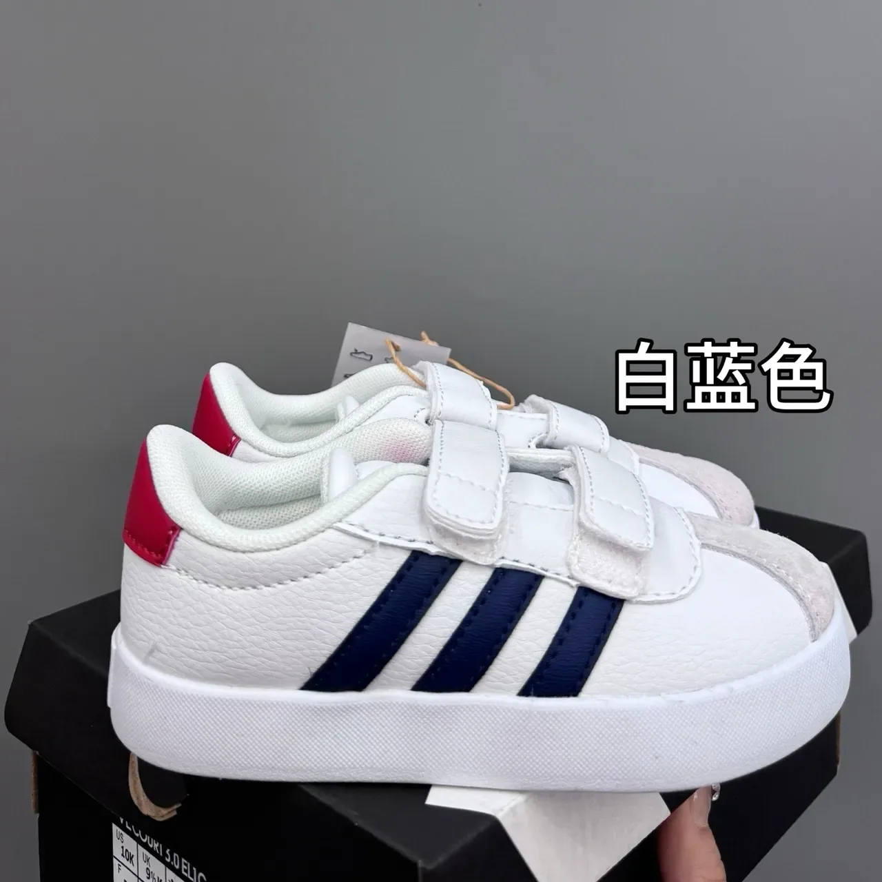 Adidas White Navy Low-Top Velcro Strap Lifestyle Sneakers 20