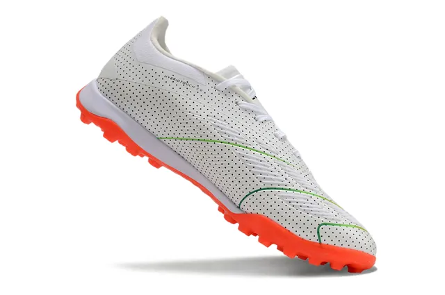 Adidas Chaussures de Football Turf Haut Synthétique Perforé Superposition Graphique à Trois Rayures Blanc Orange 2