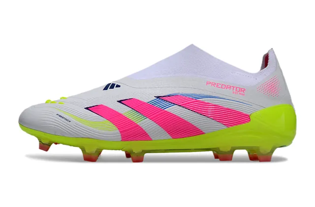 Adidas White Pink Low-Cut Sock-Fit Upper Neon Lime Green Outsole Firm-Ground Soccer Shoes 3